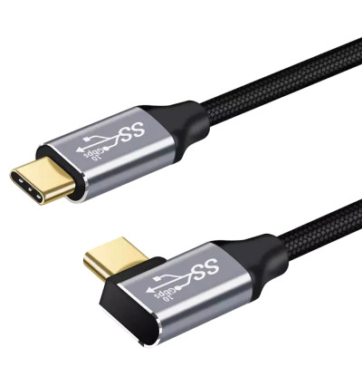 Kabel USB-C do USB-C kątowy Fast Charge 10Gb/s 4K - WireWay WW331320 USB 3.1 - 2m