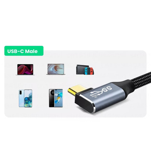 WireWay WW331320 USB 3.1 - Kabel USB-C do USB-C kątowy Fast Charge 10Gb/s 4K - 2m