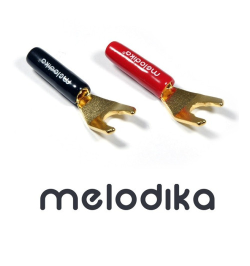 Pozłacane wtyki widełkowe Hi-Fi Melodika MDSPA 4 sztuki