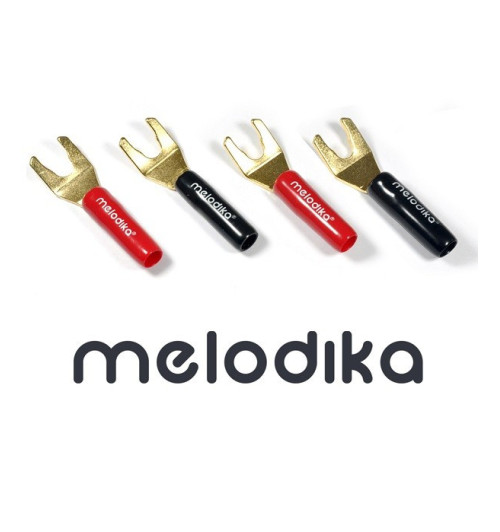 Pozłacane wtyki widełkowe Hi-Fi Melodika MDSPA 4 sztuki