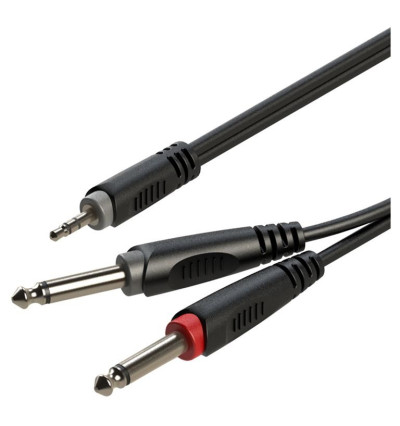 Roxtone RAYC130L2 - Kabel audio mini Jack 3,5 mm stereo 2x 6,3 mm mono 2 m