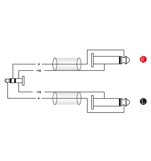 Kabel audio mini Jack 3,5 mm stereo 2x 6,3 mm mono Roxtone RAYC130L2 2 m | AVstore.pl