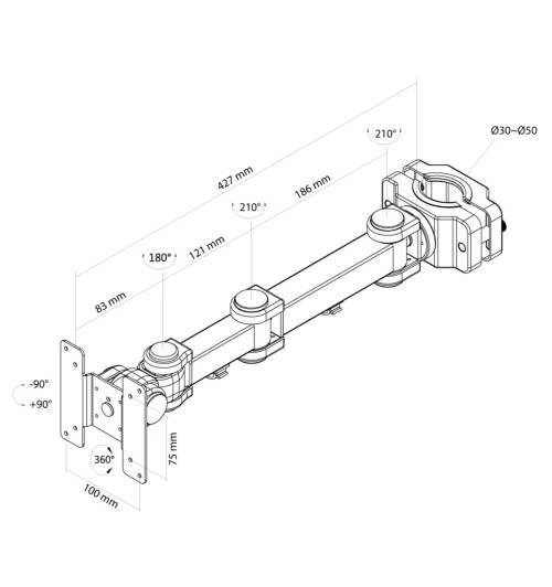 Neomounts FPMA-WP300 - uchwyt do montażu na słupie monitora 10" - 30"
