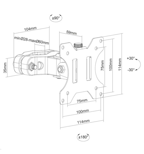 Neomounts FL40-430BL11 - uchwyt do montażu na słupie TV 17" - 32"