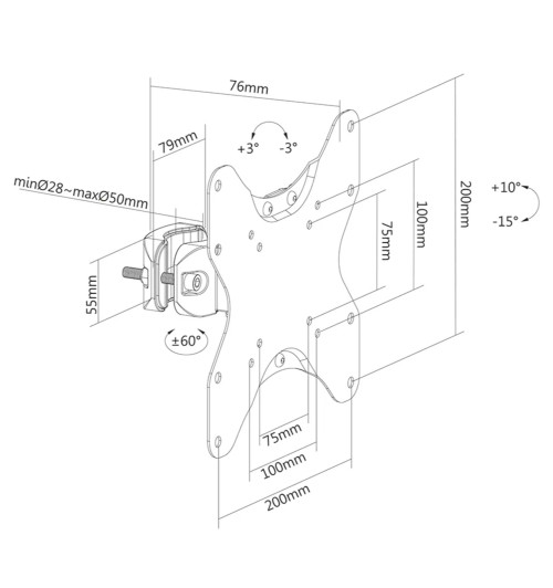 Neomounts FL40-430BL12 - uchwyt do montażu na słupie TV 23" - 42"