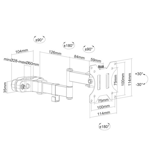 Neomounts FL40-450BL11 - uchwyt do montażu na słupie TV 17" - 32"