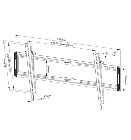 Neomounts WL35-550BL18 - uchwyt do ekranu 43" - 86"