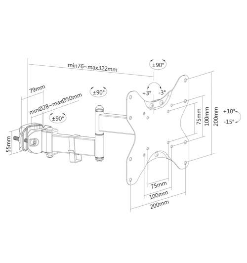Neomounts FL40-450BL12 - uchwyt do montażu na słupie TV 23" - 42"
