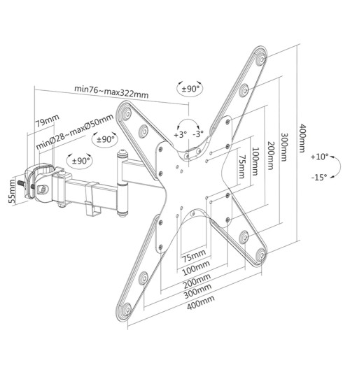 Neomounts FL40-450BL14 - uchwyt do montażu na słupie TV 32" - 55"