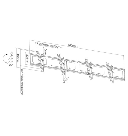 Neomounts NS-WMB200 - naścienny uchwyt do dwóch ekranów 40" - 52"