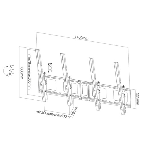 Neomounts NS-WMB200P - naścienny uchwyt do dwóch ekranów 40" - 52"