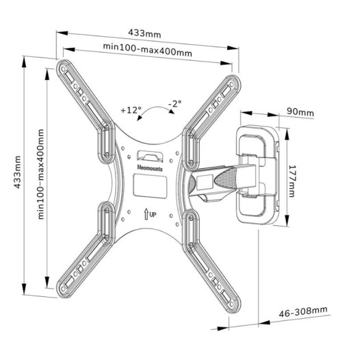 Neomounts WL40-540BL14 - uchwyt naścienny do TV 32" - 55"