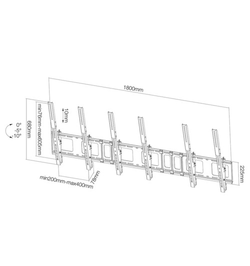 Neomounts NS-WMB300P - naścienny uchwyt do trzech ekranów 40" - 52"