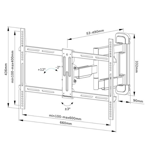 Neomounts WL40-550BL16 - uchwyt naścienny do TV 40" - 65"