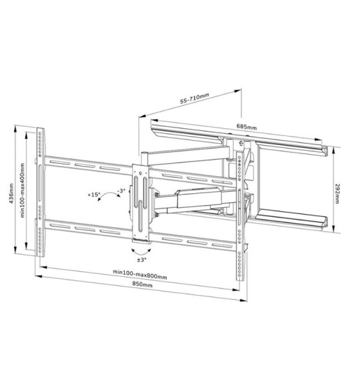 Neomounts WL40-550BL18 - uchwyt naścienny do TV 43" - 75"