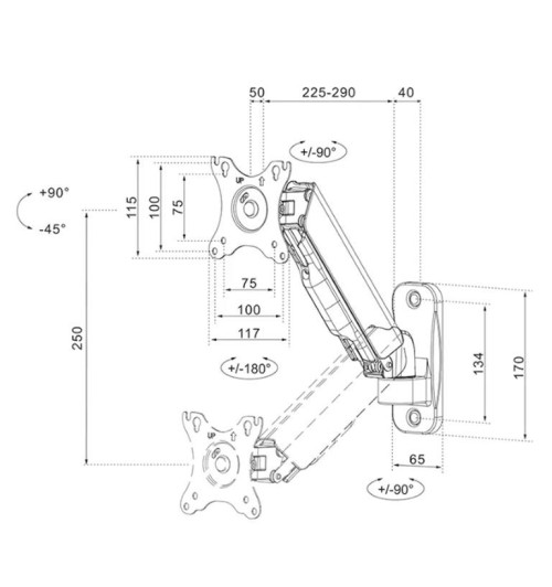 Neomounts WL70-440BL11 - uchwyt naścienny do monitora 17" - 32"