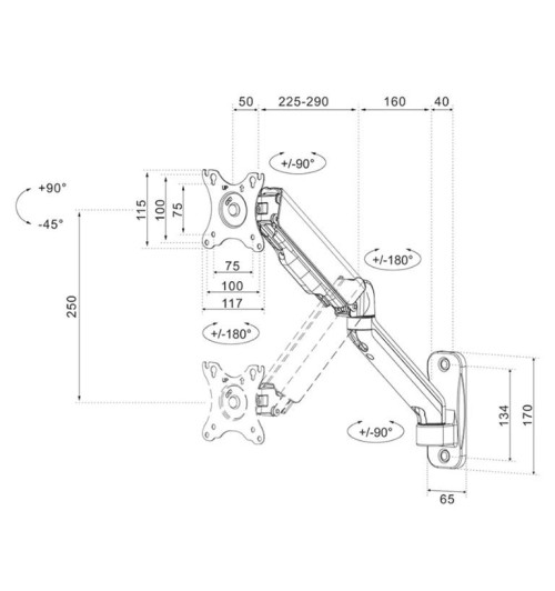 Neomounts WL70-450BL11 - uchwyt do monitora 17"