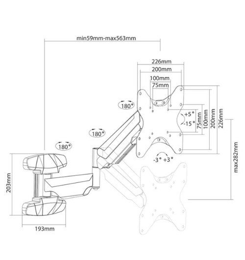 Neomounts WL70-550BL12 - uchwyt do monitora 23" - 42"