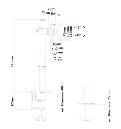 Neomounts FPMA-D510 - stojak / uchwyt biurkowy do monitora 10" - 32"