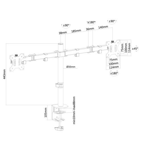 Neomounts FPMA-D550D - stojak / uchwyt biurkowy do dwóch monitorów 10" - 32"
