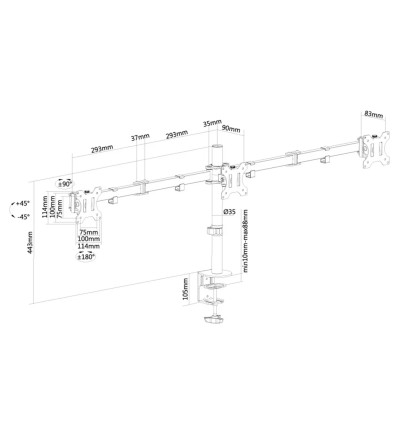 Neomounts FPMA-D550D3 - stojak / uchwyt biurkowy do trzech monitorów 10" - 27"