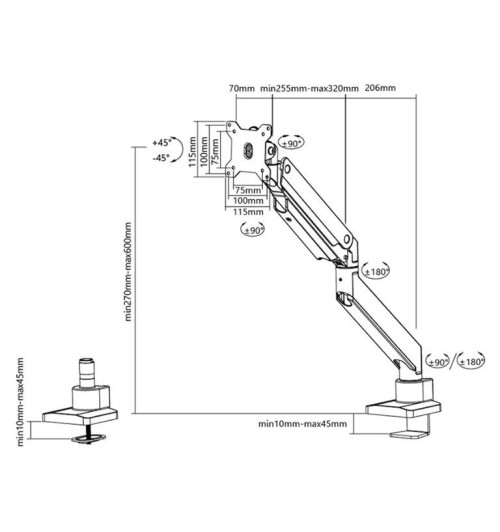 Neomounts NM-D775 - stojak / uchwyt biurkowy do monitora 10" - 32"