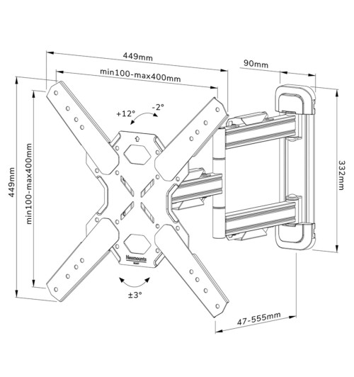 Neomounts WL40S-850BL14 - uchwyt ścienny do TV 32" - 65"
