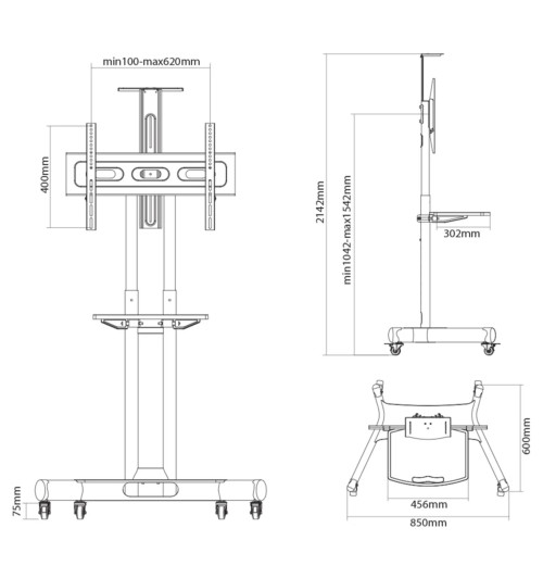 Neomounts NM-M1700 - mobilny stojak multimedialny do TV 32" - 75"