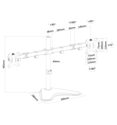 Neomounts FPMA-D550DD - uchwyt / stojak biurkowy do dwóch monitorów 10" - 32"
