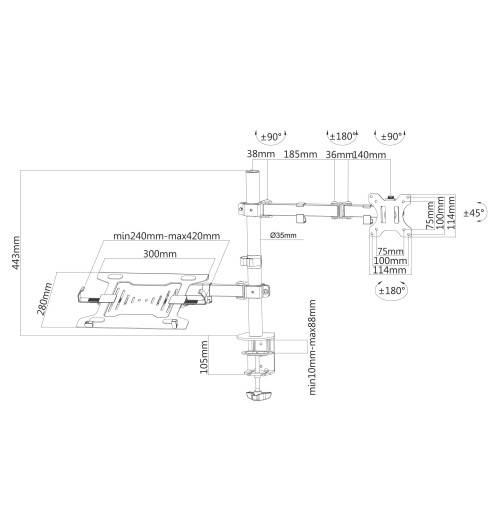 Neomounts FPMA-D550NOTEBOOK - uchwyt / stojak biurkowy do monitora 10" - 32" i laptopa do 15.6"