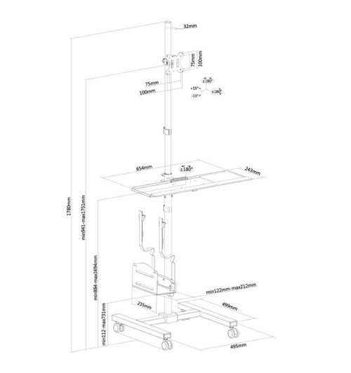 Neomounts FPMA-MOBILE1700 - mobilny statyw podłogowy