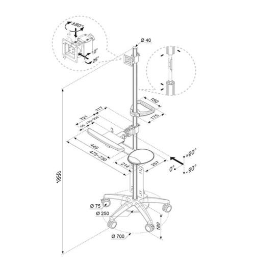 FPMA-MOBILE1800 - mobilny statyw podłogowy