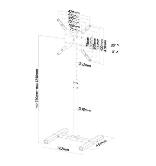 Neomounts NS-FS100BLACK - stojak podłogowy do monitorów 10" - 55"