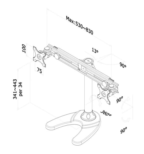Neomounts FPMA-D700DD - uchwyt / stojak biurkowy do dwóch monitorów 19" - 30"