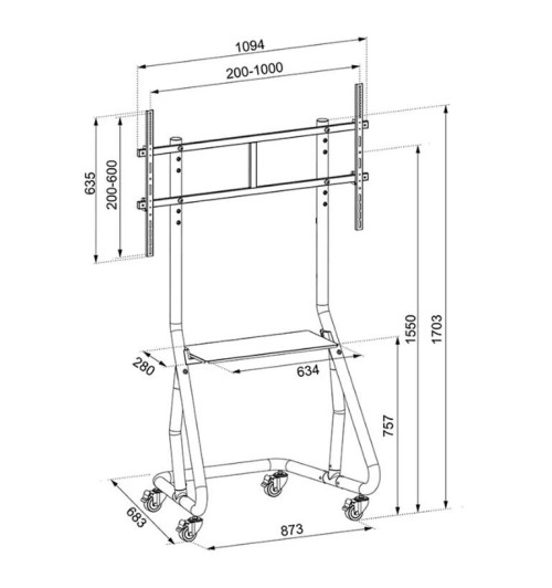 Neomounts NS-M3800BLACK - Mobilny statyw podłogowy 60" - 100"