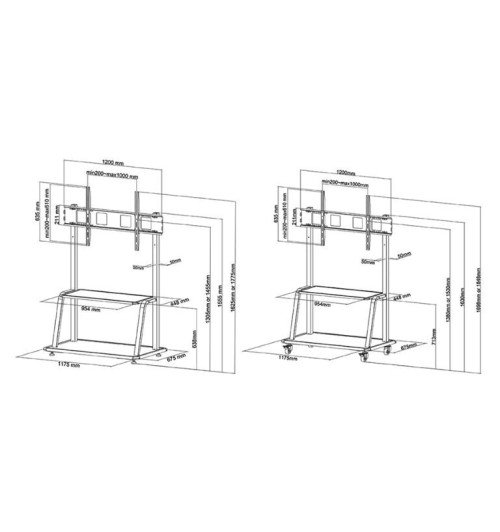 Neomounts NS-M4000BLACK - mobilny statyw podłogowy 60" - 105"