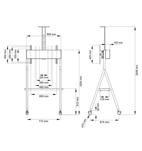 Neomounts NS-M1500 - mobilny stojak podłogowy do monitorów 32" - 65"