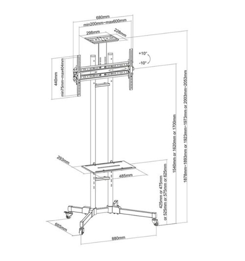 Neomounts PLASMA-M1700E - mobilny stojak podłogowy do TV 32" - 70"