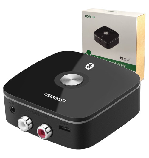 Zestaw: Adapter odbiornik Bluetooth 5.1 z aptX Ugreen + kabel 2 RCA - 2 RCA Prolink TCV 4270 1,8m