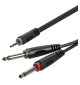 Roxtone RAYC130L1 - Kabel audio mini Jack 3,5 mm stereo 2x 6,3 mm mono 1 m