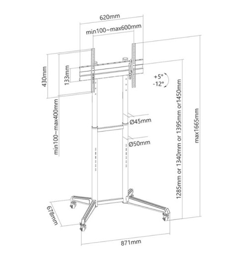Mobilny wózek stojak podłogowy do TV 37" - 70" Neomounts FL50-540BL1 | AVstore.pl