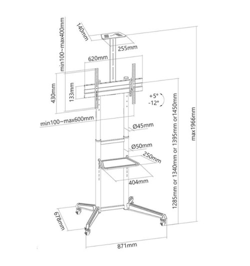 Neomounts FL50-550BL1 - mobilny stojak podłogowy do ekranów 37" - 70"
