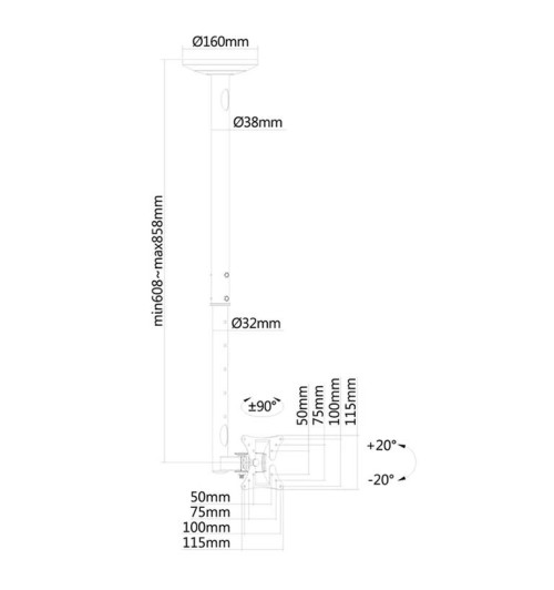 Neomounts FPMA-C050 - uchwyt sufitowy do TV / monitora 10" - 30"
