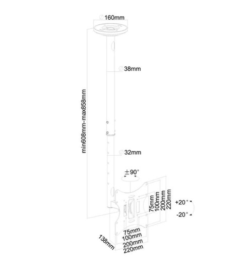 Neomounts FPMA-C060 - uchwyt sufitowy do TV / monitora 10" - 40"