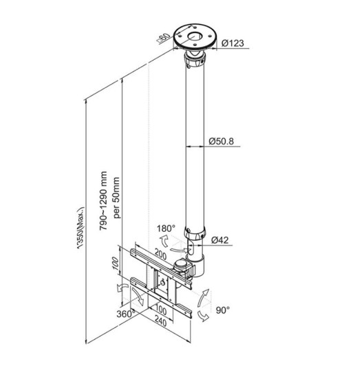 Neomounts FPMA-C100 - uchwyt sufitowy do TV / monitora 10" - 30"