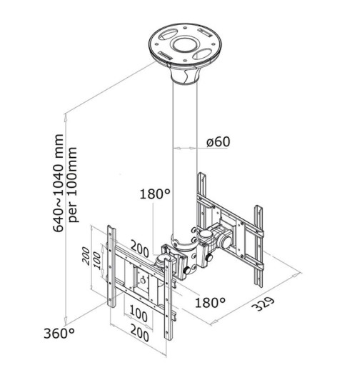 Neomounts FPMA-C200D - uchwyt sufitowy do monitorów 10" - 40"