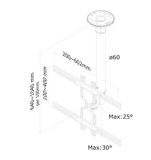 Neomounts FPMA-C400 - uchwyt sufitowy do TV / monitora 32" - 60"