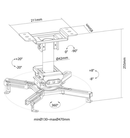 Neomounts CL25-530BL1 - uniwersalny uchwyt do projektora