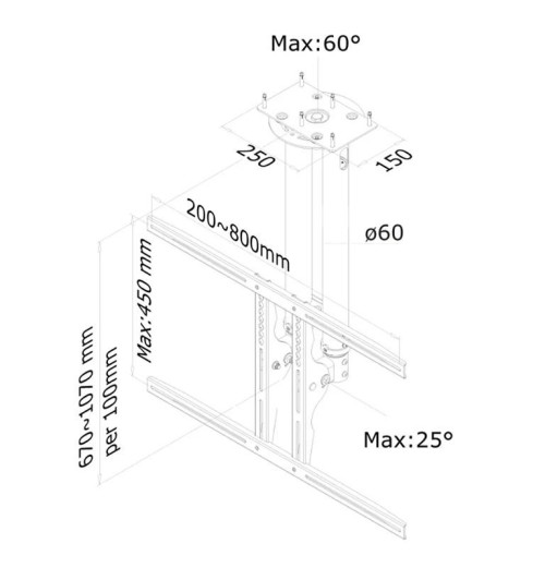 Neomounts PLASMA-C100 - uchwyt sufitowy do TV / monitora 37" - 75"