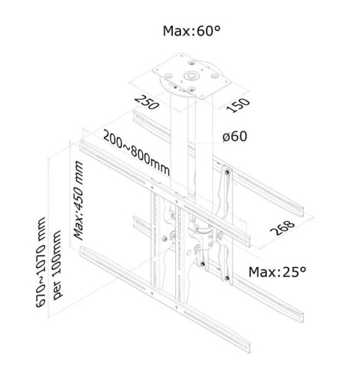 Neomounts PLASMA-C100D - uchwyt sufitowy do monitorów 37" - 75"